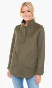 Moss Green Popover Top Women's Olive Pullover Fall Pullover