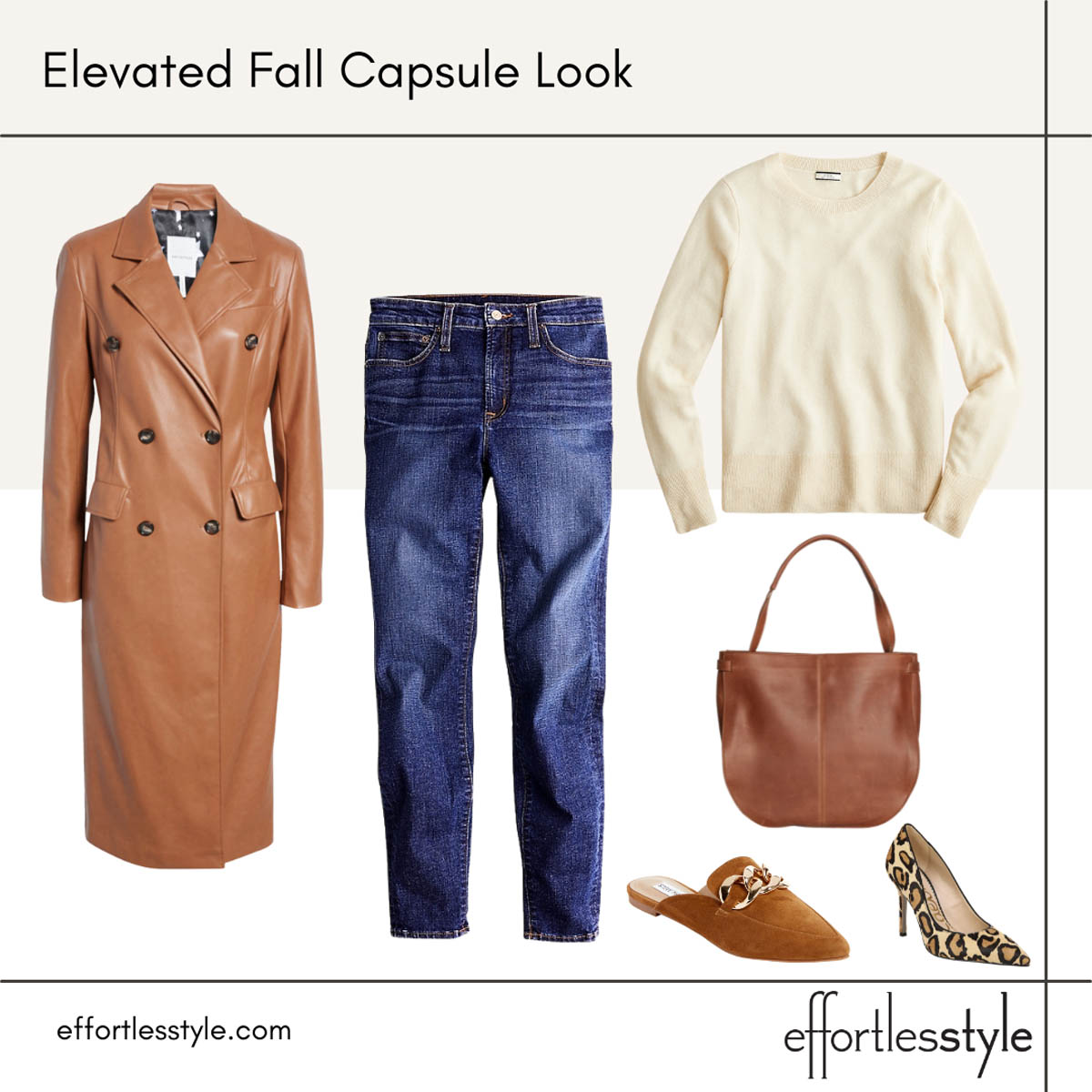 Elevated Fall Capsule Wardrobe Styled Looks Faux Leather Trench Look