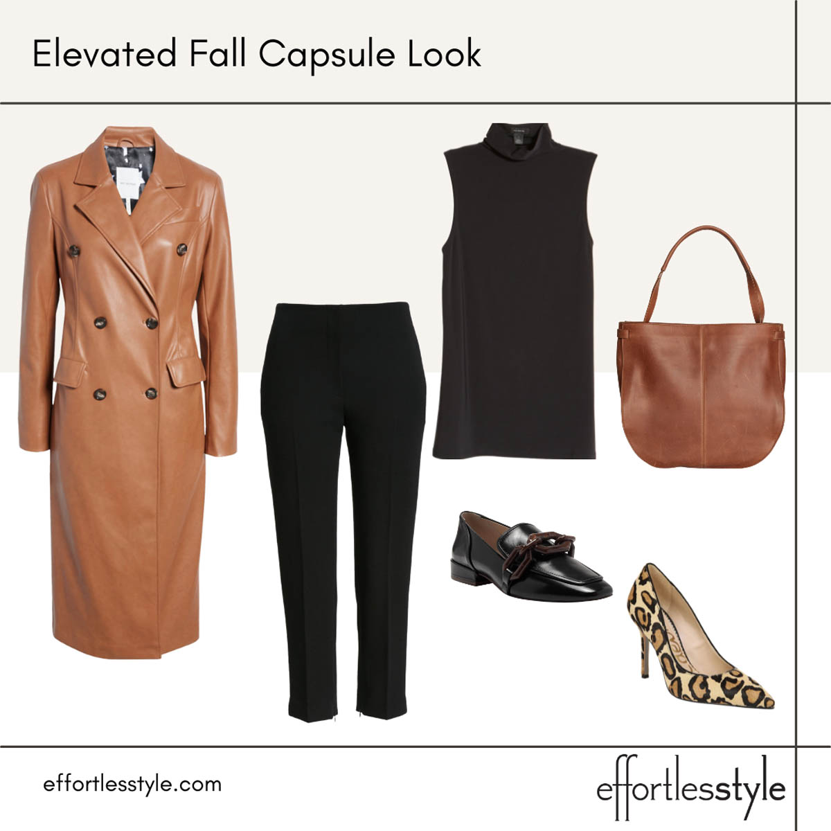 What to Wear Day to Night Office Look Faux Leather Trench & All Black
