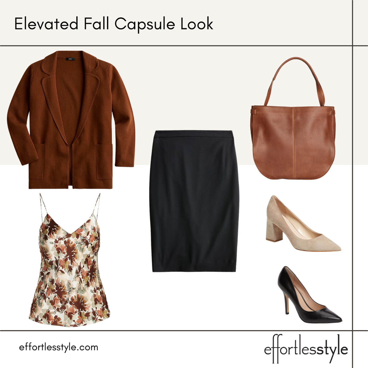 Fall Rust Coatigan and Pencil Skirt Look What to Wear to the Office