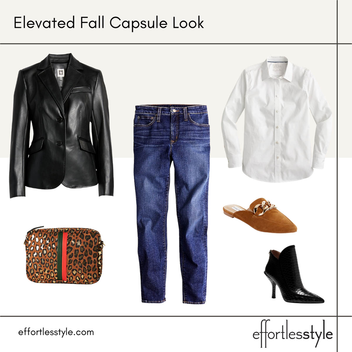 Elevated Fall Capsule Wardrobe Styled Looks Leather Blazer Outfit