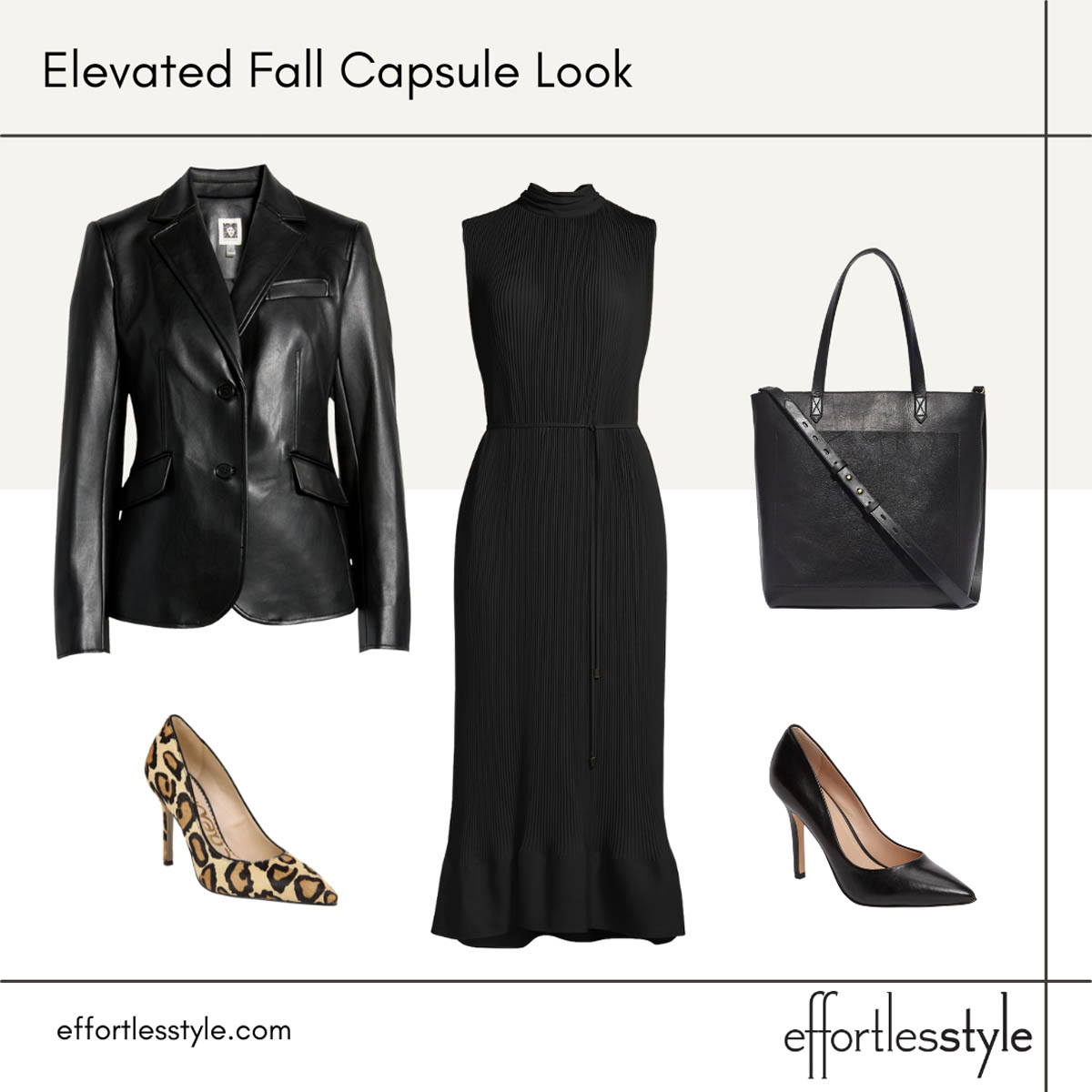 What to Wear Day to Night Office Look Leather Blazer & Midi Dress