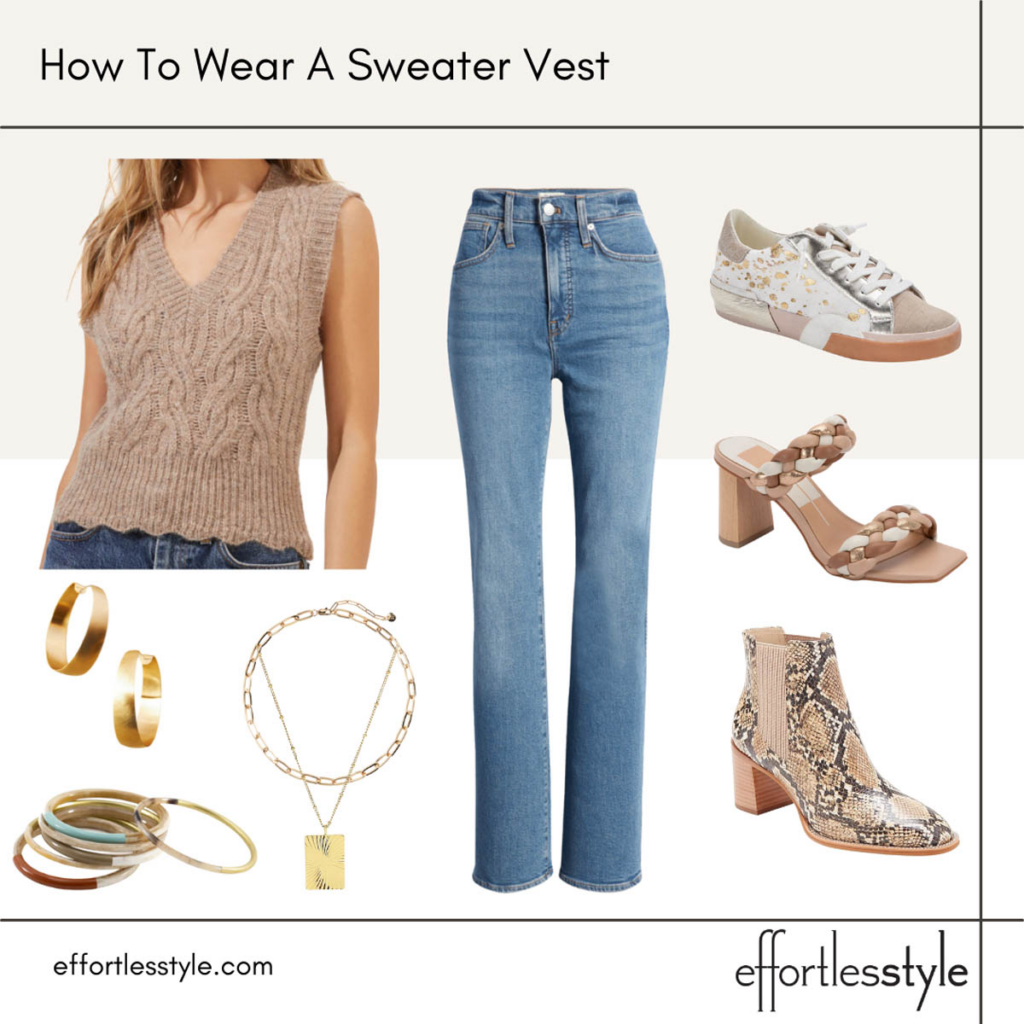 How to Wear a Sweater Vest Wear a Sweater Vest as a Top with Jeans