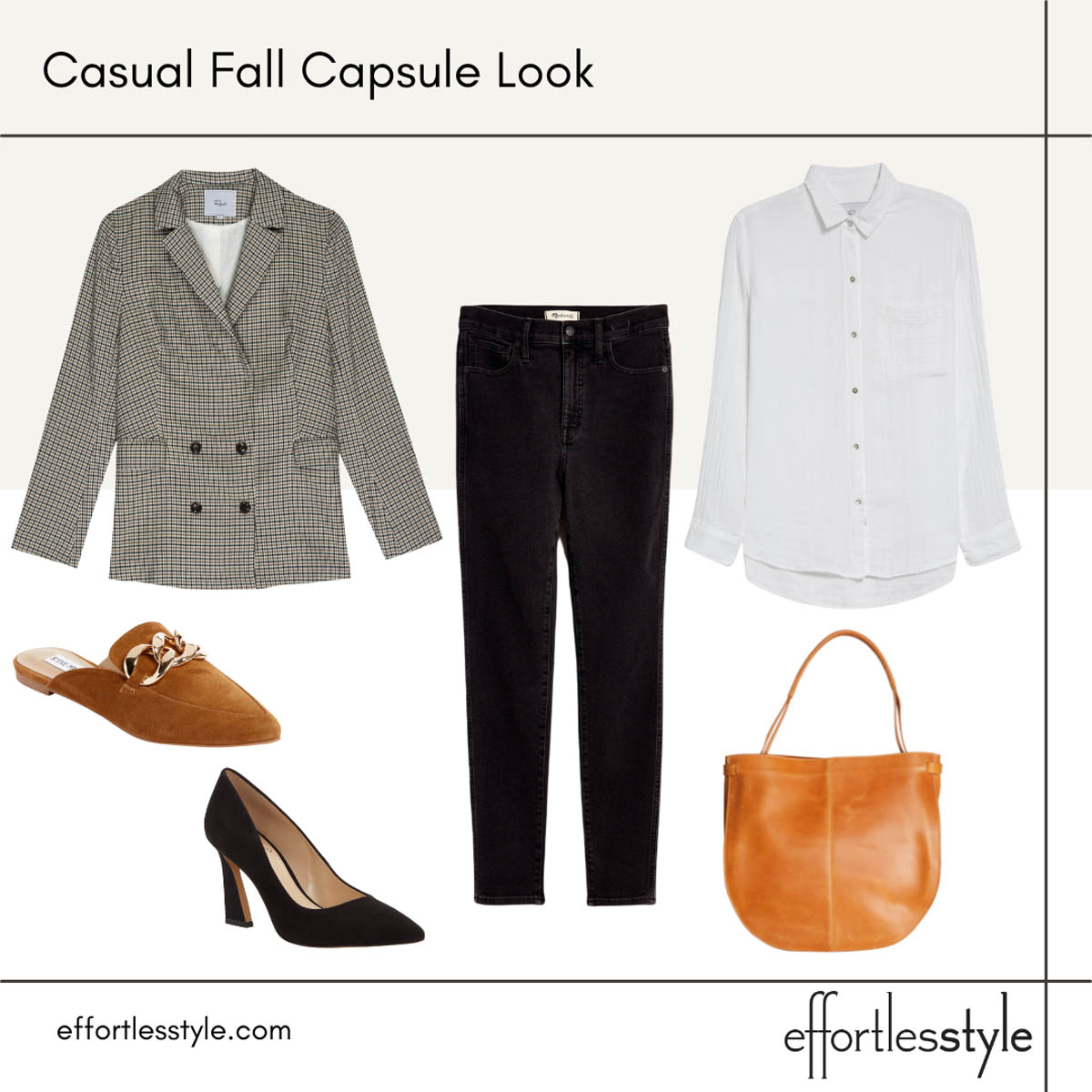 Fall Capsule Wardrobe Looks Boyfriend Blazer and Black Jeans Outfit