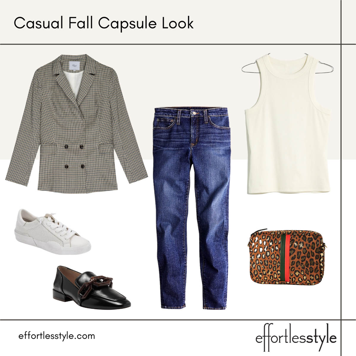 Fall Capsule Wardrobe Looks Boyfriend Blazer and Dark Wash Jeans