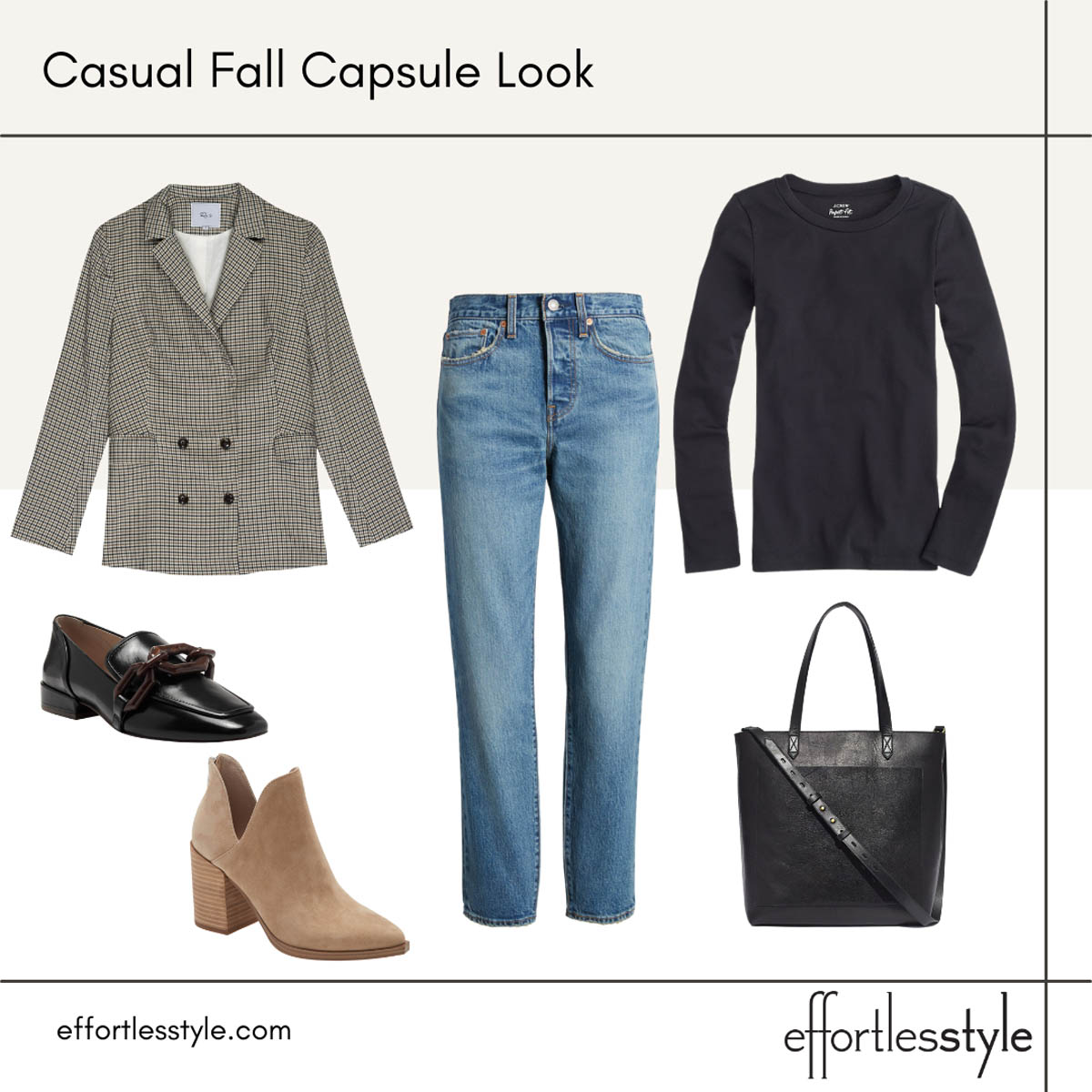 Fall Capsule Wardrobe Looks Boyfriend Blazer and Straight Leg Jeans