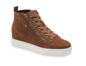 Cognac Suede High Top Sneaker Hidden Wedge High Top Sneaker for Fall