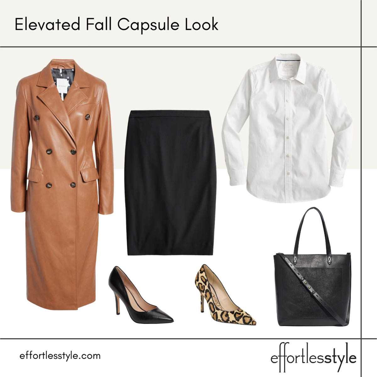 Faux Leather Trench and Pencil Skirt Look What to Wear to the Office