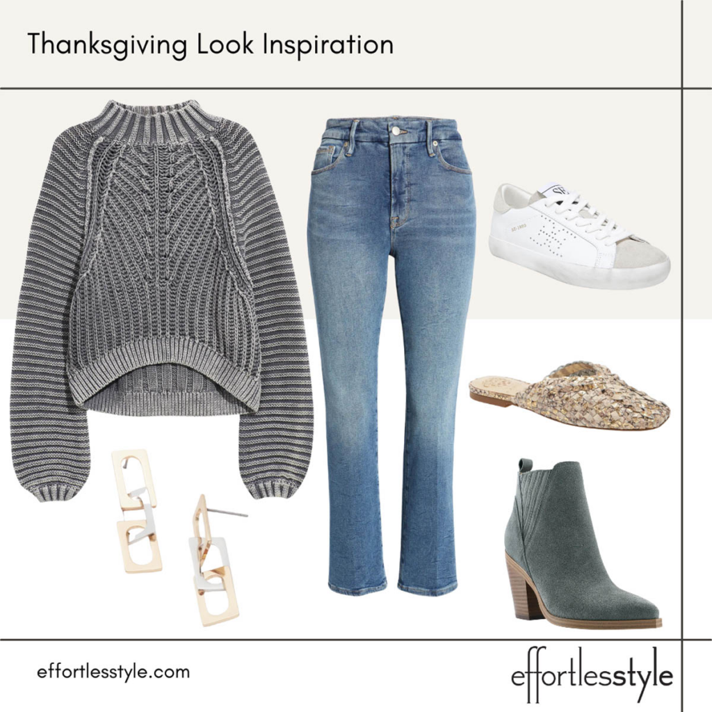 What to Wear for Thanksgiving Casual Sweater and Jeans Look