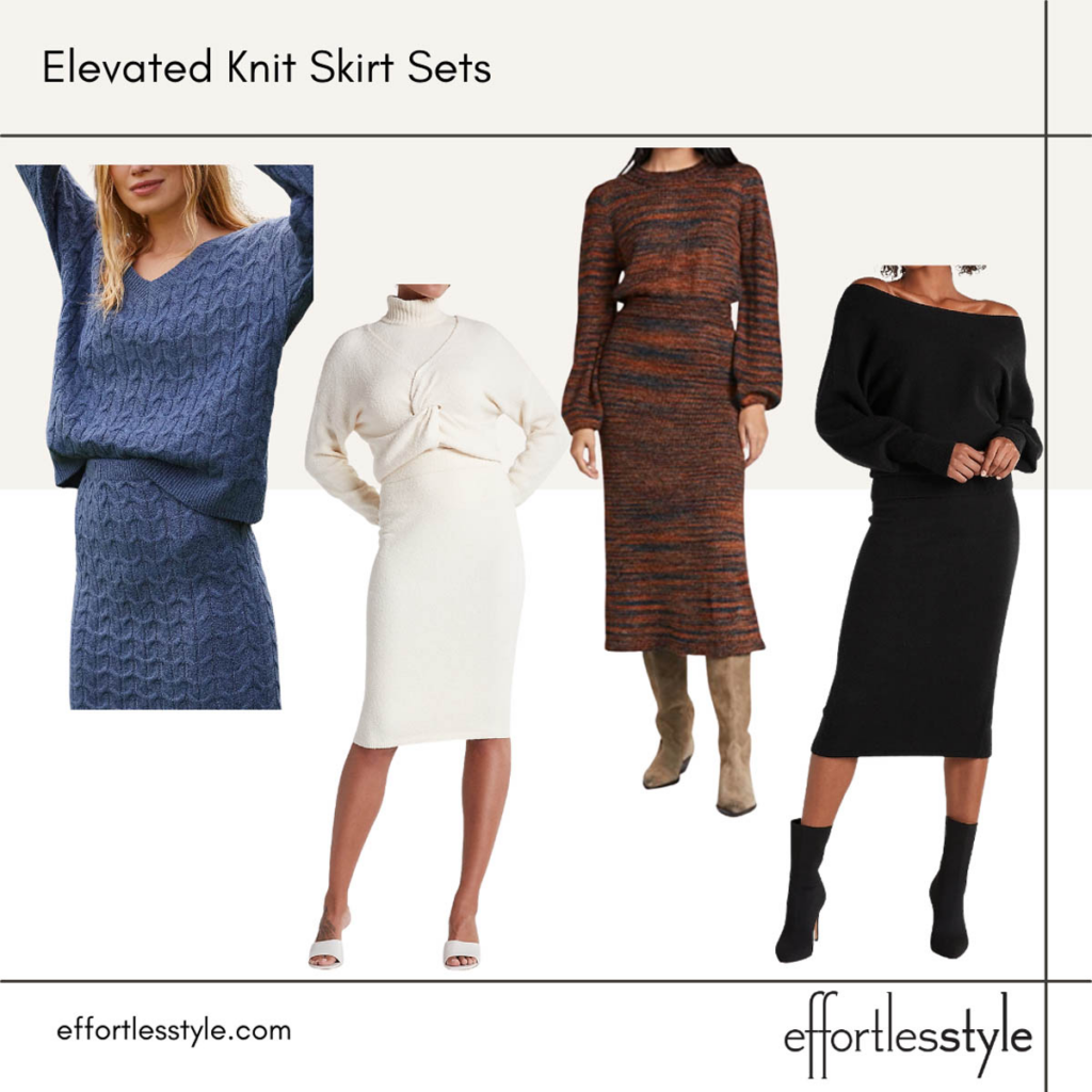 Matching Sets for Fall How to Wear Elevated Knit Skirt Sets for Fall