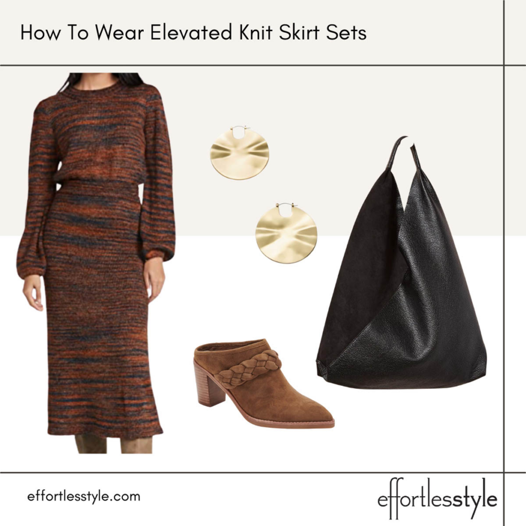 How to Wear Elevated Knit Sets Fall Sweater & Skirt Set Outfit