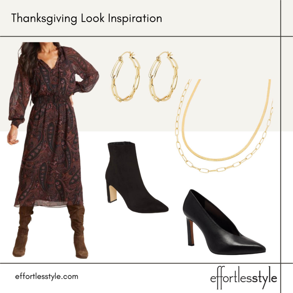What to Wear for Thanksgiving Fall Midi Dress Outfit for the Holidays