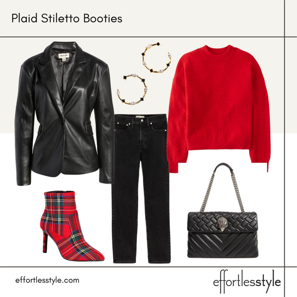 How to Wear Plaid this Holiday Season Plaid Stiletto Booties Outfit