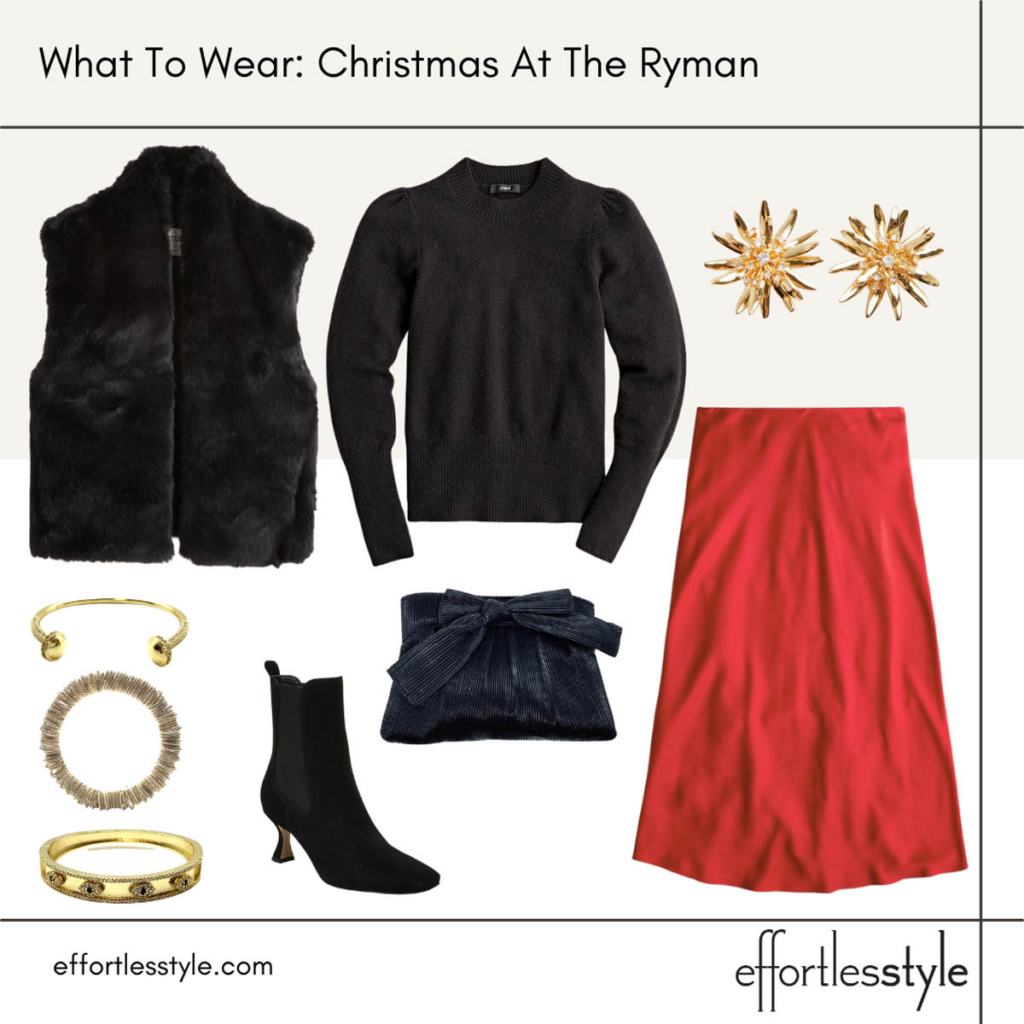 What to Wear | Christmas at the Ryman Red Skirt Look Black & Red Look