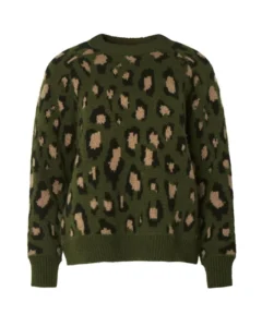 Dark Olive Leopard Printed Sweater Winter Capsule Collection Sweater