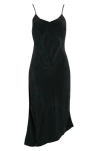 Black Asymmetric Midi Slipdress How to Wear a Slip Dress in Winter