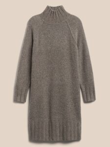 Chocolate Brown Mock-Neck Sweater Dress How to Wear a Sweater Dress