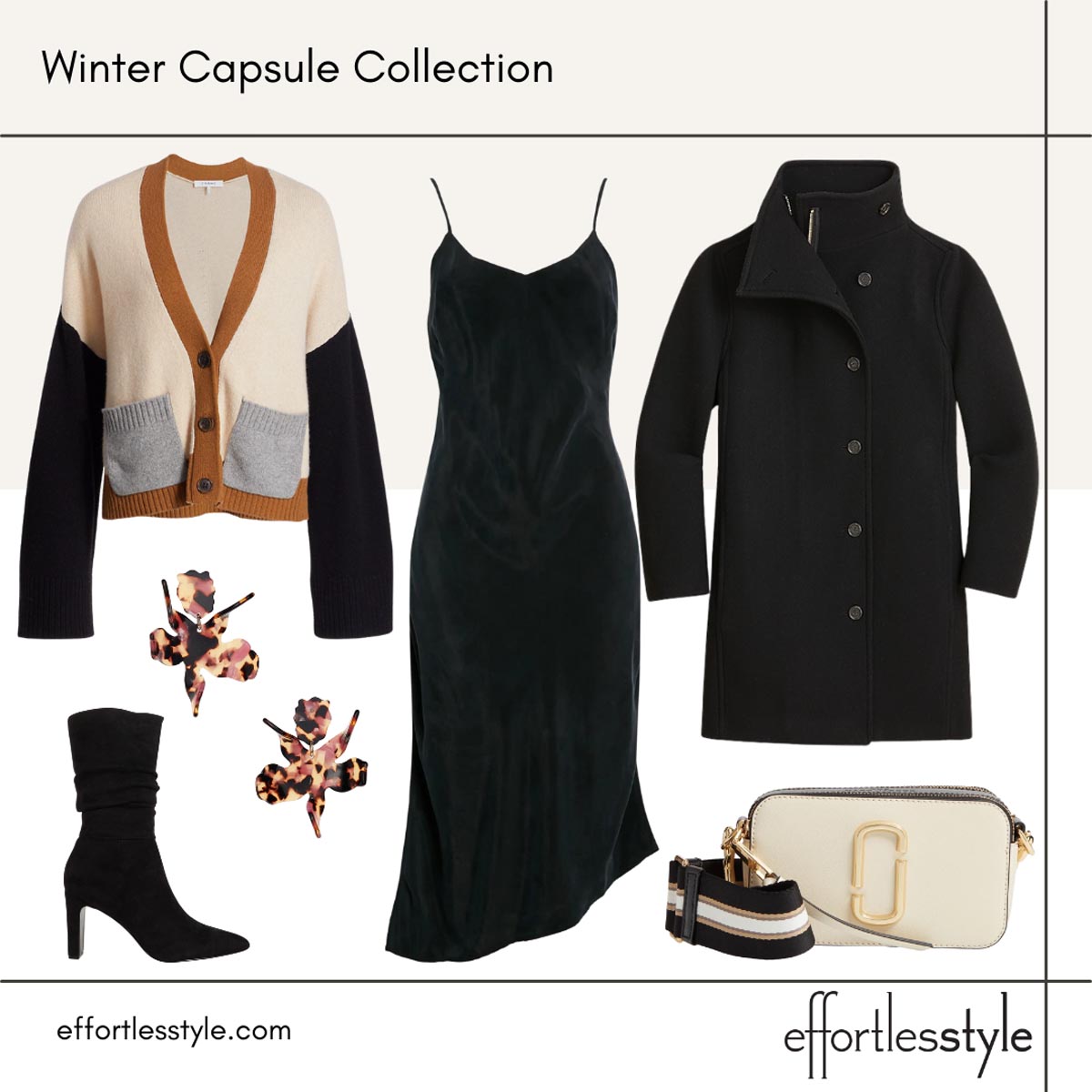 Colorblock Cashmere Cardigan Outfit Women's Winter Capsule Wardrobe