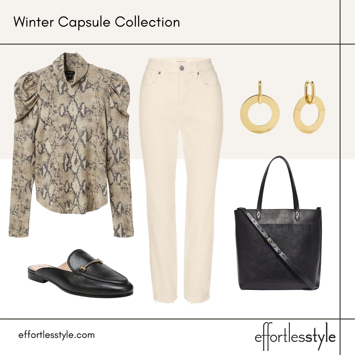 Winter Capsule Collection Snakeskin Printed Turtleneck Outfit