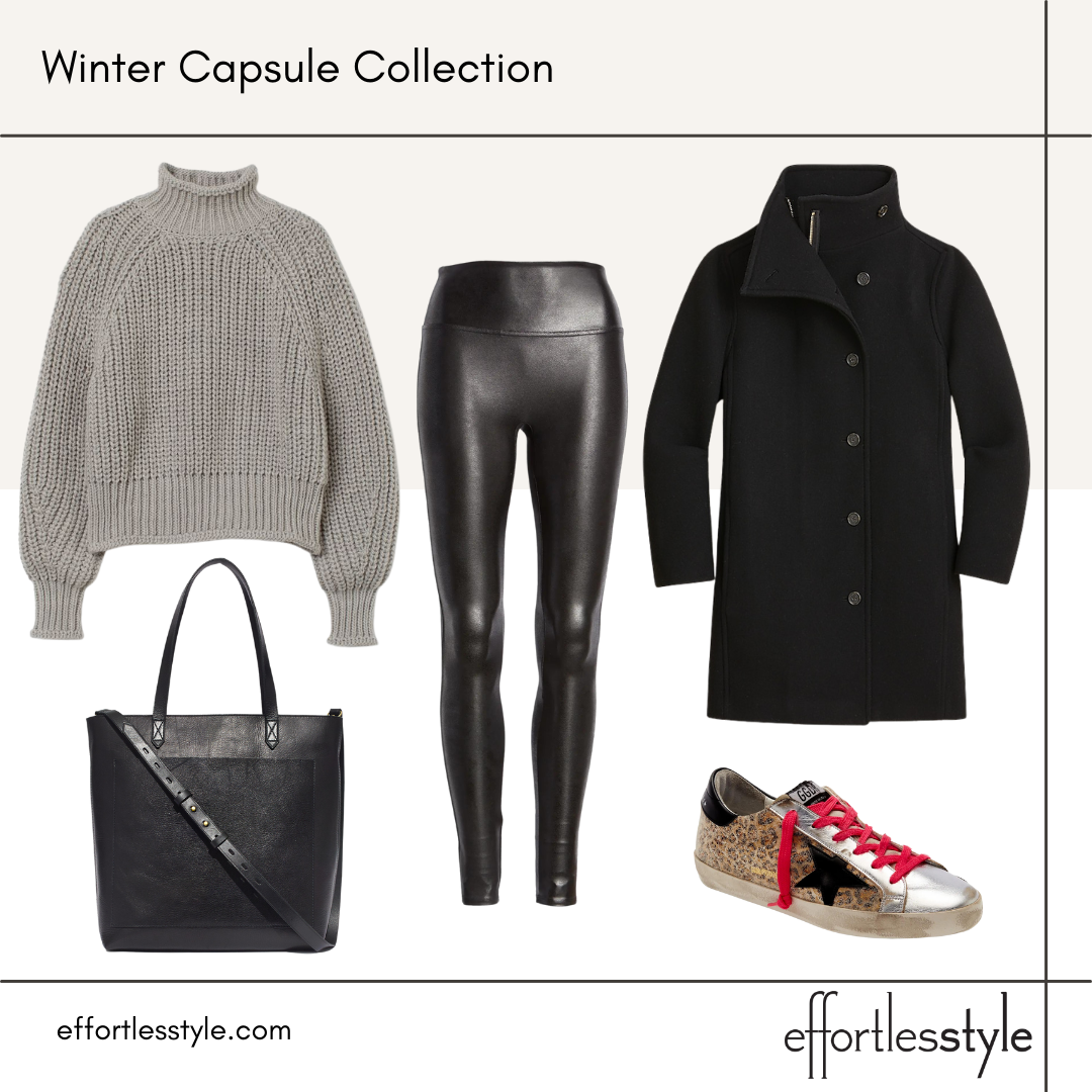 Women's Winter Capsule Wardrobe Knit Chunky Turtleneck Sweater Outfit