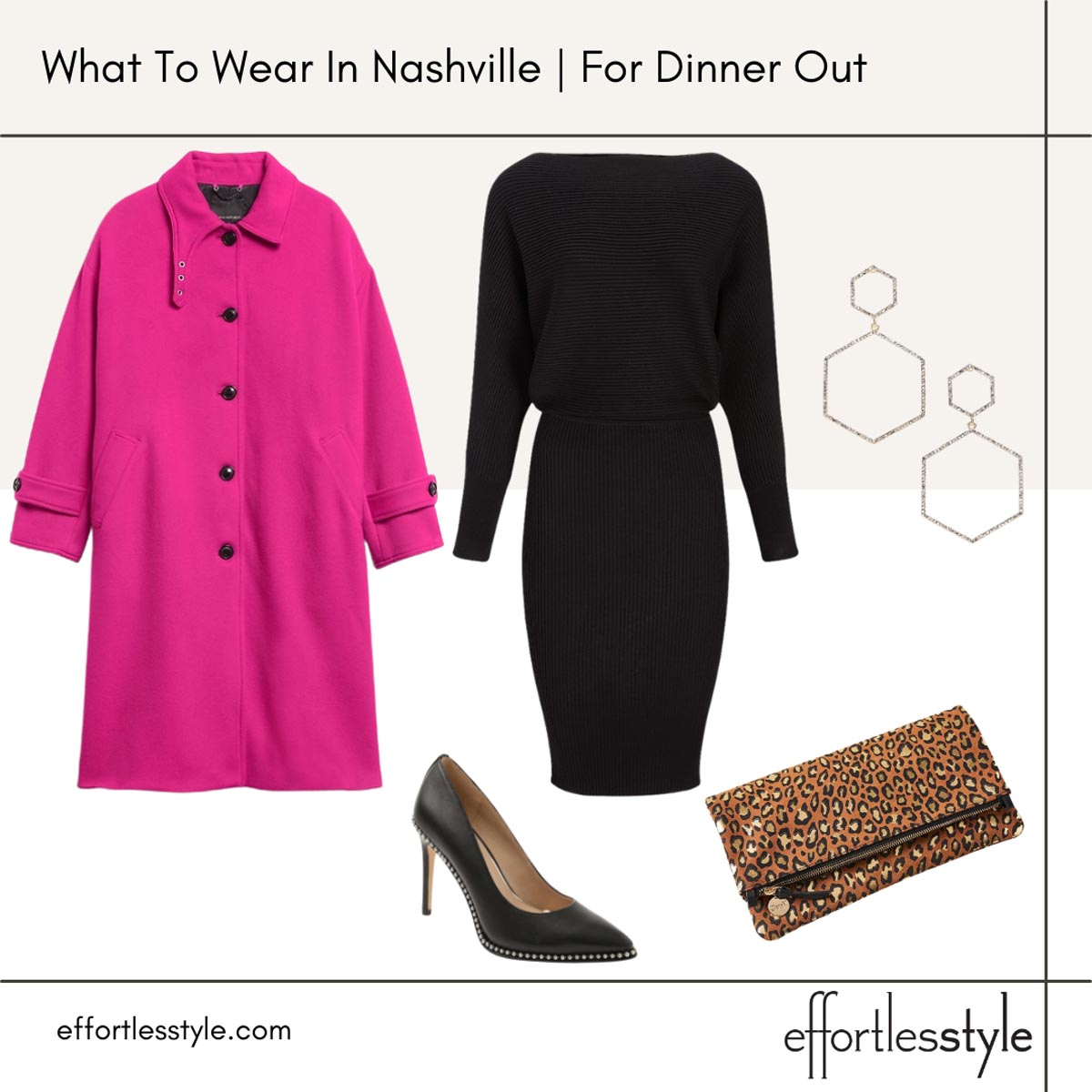 What to wear in Nashville for dinner out sweater dress look date night outfit night out inspiration