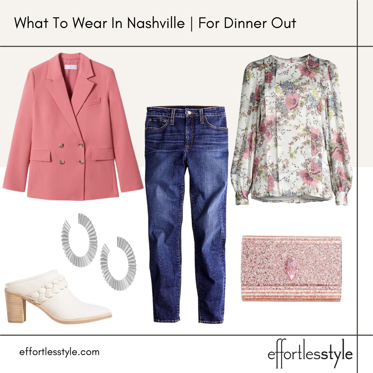 What to wear in Nashville for dinner out blazer look for dinner out inspiration date night outfit