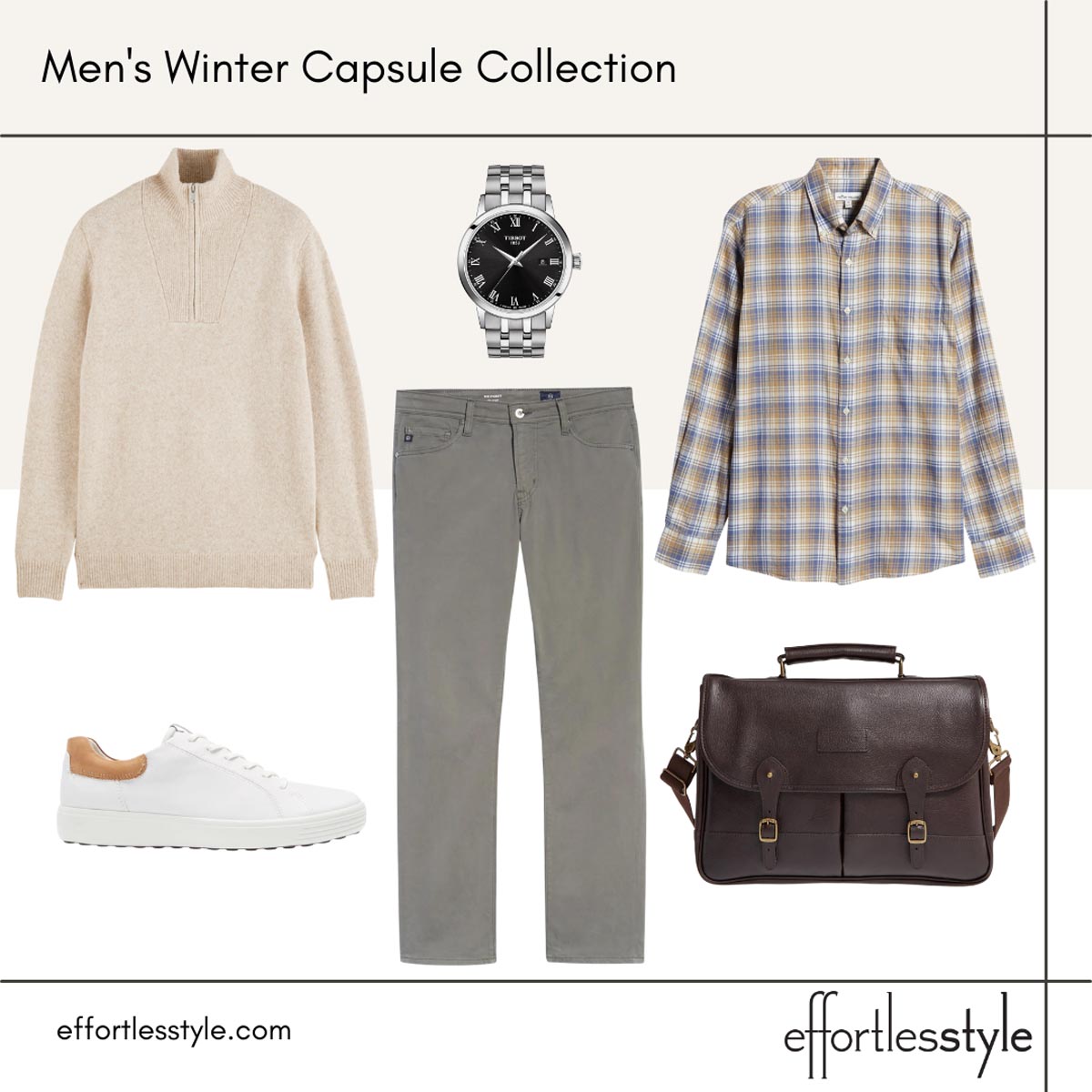Men's Winter Capsule Collection Styled Looks pullover Men's pullover outfits how to wear a pullover pullover with plaid shirt for guys