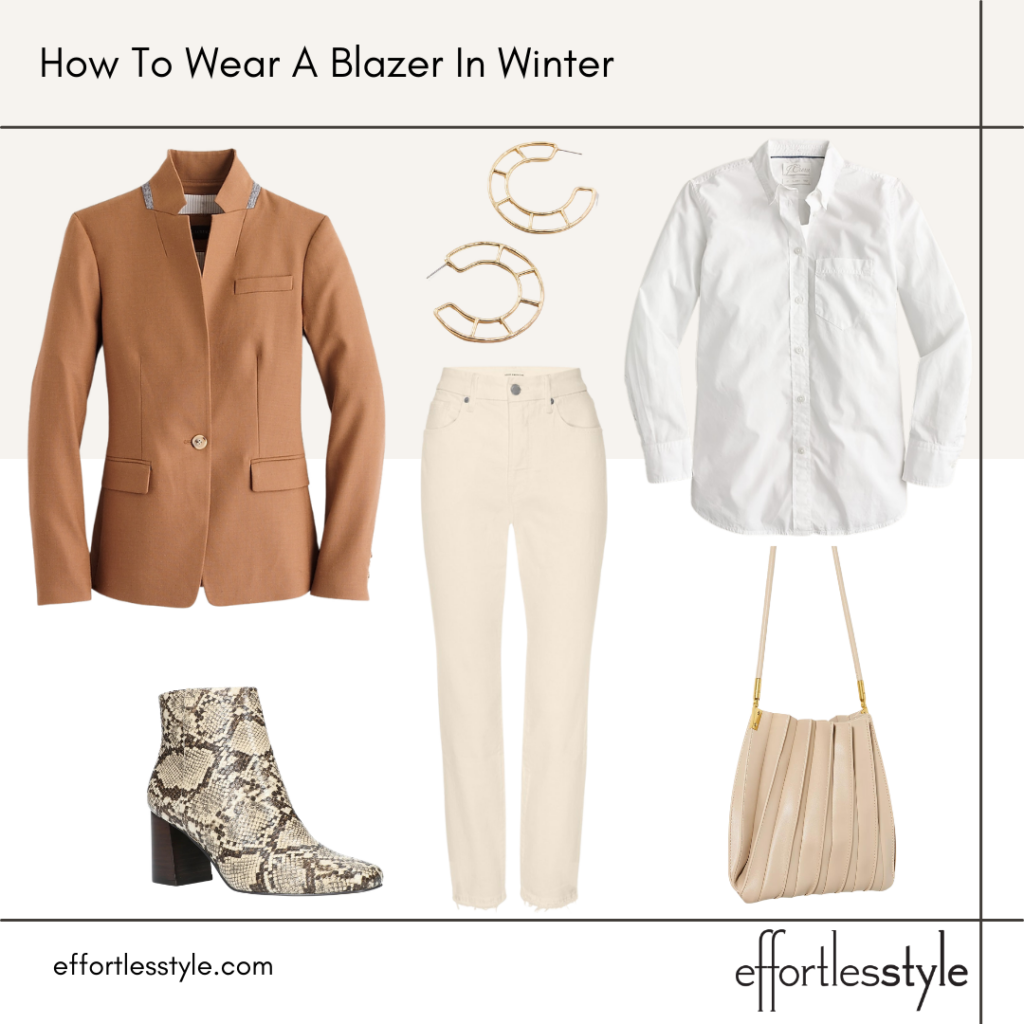 How to Wear a Blazer in Winter Camel Blazer Outfit Winter Blazer Look