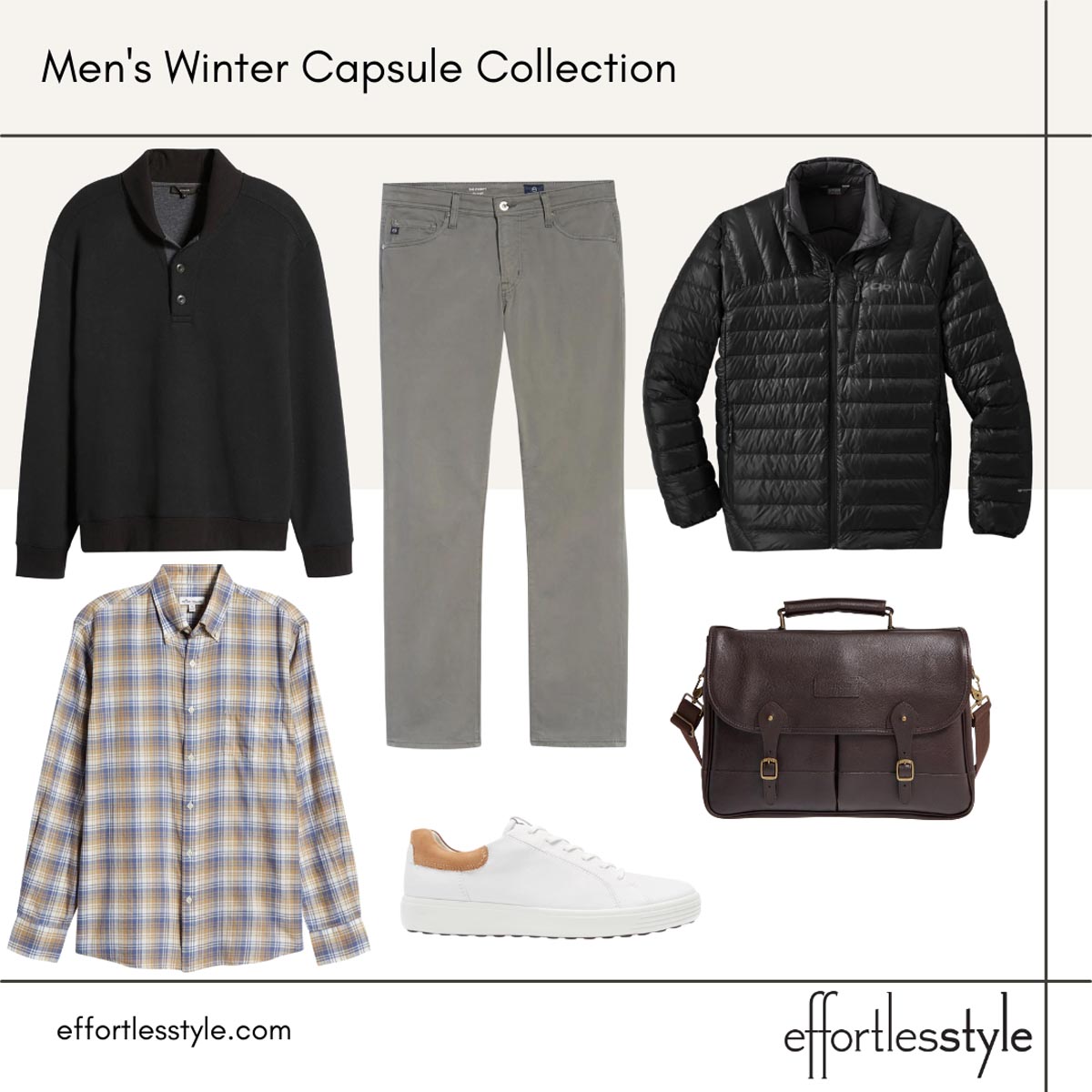 Men's Winter Capsule Collection Styled looks shawl collar sweater how to wear a shawl collar sweater shawl collar sweater outfits for men how to wear a sweater with sneakers men's messenger bag