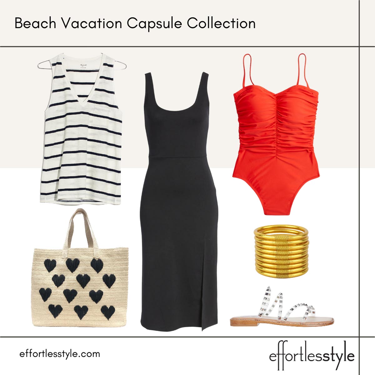Beach vacation capsule styled looks midi dress how to wear a dress over a bathing suit how to wear a dress as a cover up midi dress as cover up straw tote for spring straw bag for summer