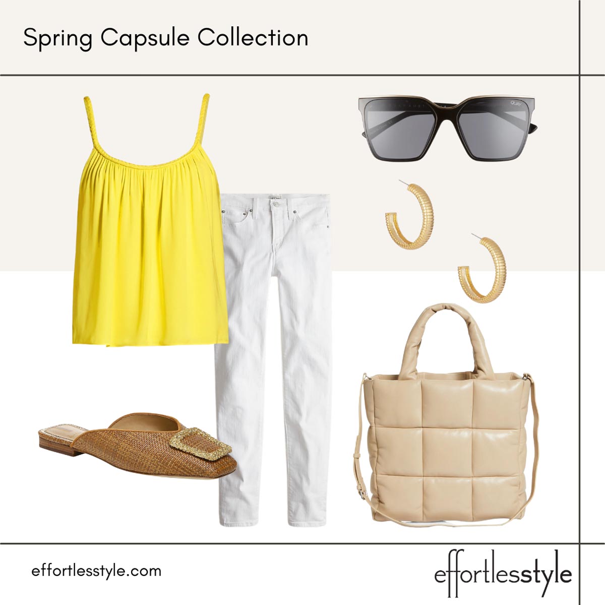 how to wear yellow and white in spring how to wear white denim in spring how to accessorize white jeans