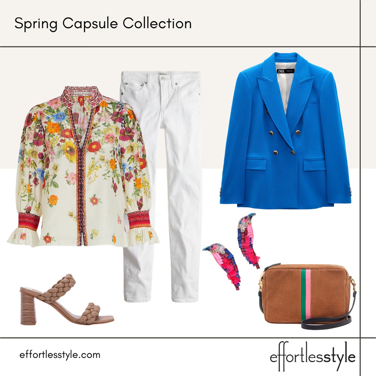 colorful blouse with white jeans how to style white jeans in spring how to wear a blazer with white jeans