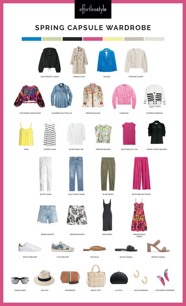 Spring Capsule Wardrobe spring clothing spring pieces what to wear for spring fun spring clothes spring wardrobe ideas capsule wardrobe for spring