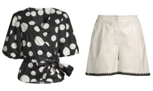 polka dot top black and white top black and white polka dot top poplin top for spring faux leather shorts for spring black and white faux leather shorts cute faux leather shorts