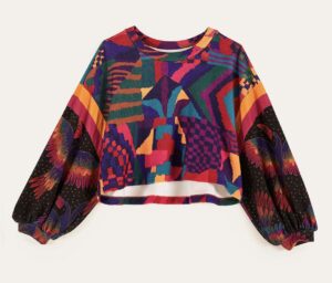 fun patterned sweatshirt for spring and summer abstract print sweatshirt cropped sweatshirt for spring