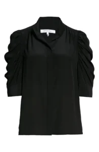 silk short sleeve blouse good staple black blouse for spring black blouse for summer