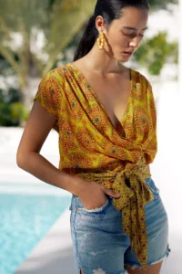 yellow wrap blouse how to wear yellow how to wear orange springs trends