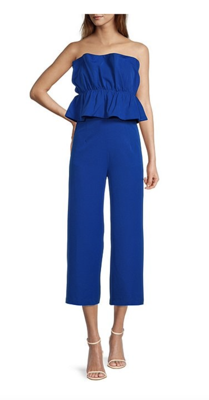 April Favorites jumpsuit royal blue what to wear to a spring wedding date night look trending colors for spring
