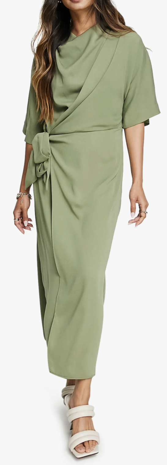 Style Picks ~ Katie's Current Favorite Things For Summer cowl neck side tie midi dress what to wear to a summer wedding what to wear to an early fall wedding fun dress for summer fun dress for early fall