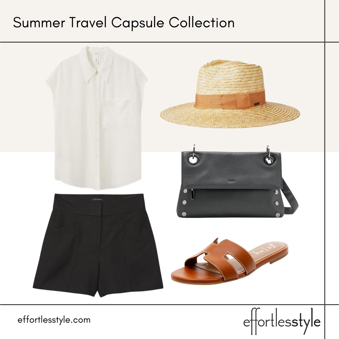 Summer Travel Capsule Styled Looks - Part 1 how to style a black and white look how to style a colorblocked look how mix brown and black accessories