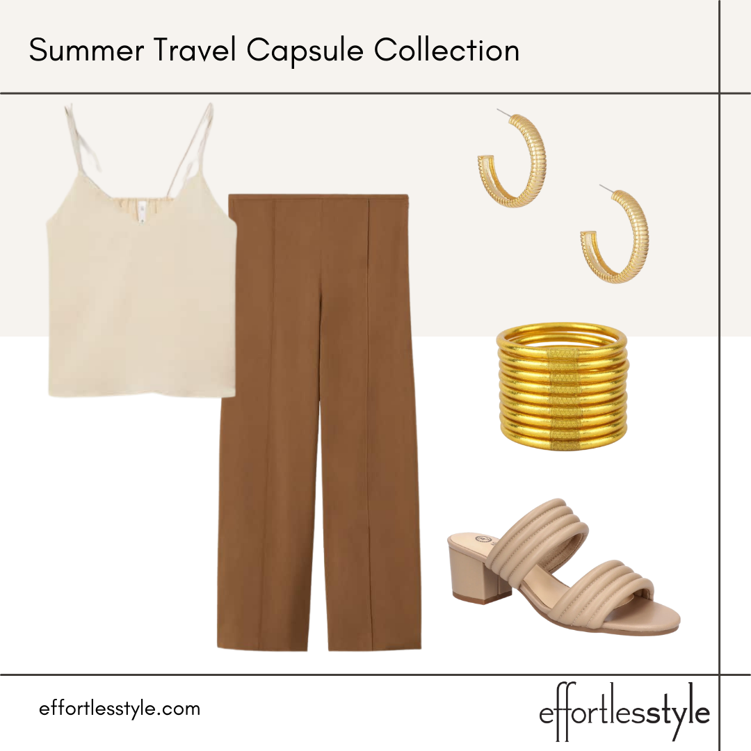 Summer Travel Capsule Styled Looks - Part 1 camisole and wide leg pants how to style wide leg pants for summer how to dress wide leg pants up