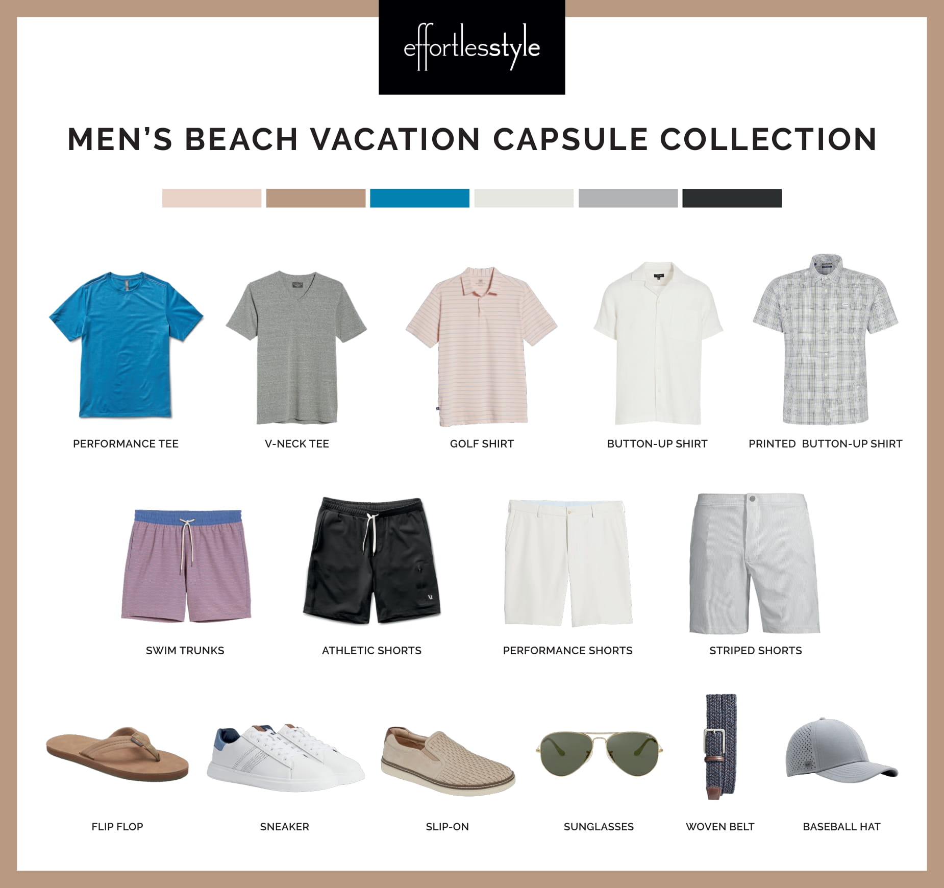 Men's Beach Vacation Capsule Collection summer capsule wardrobe for the guys summer capsule wardrobe for men