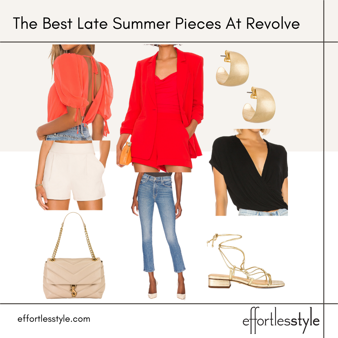 The Best Late Summer Pieces At Revolve our favorite summer pieces colorful tops for summer neutral handbag for summer ankle wrap sandals metallic sandals different gold hoops
