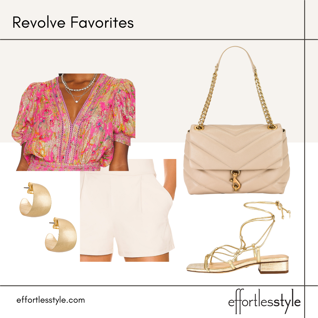 The Best Late Summer Pieces At Revolve floral metallic bodysuit how to wear a bodysuit with shorts how to wear shorts in your 40s how to dress up shorts dressy shorts look ankle wrap sandal trend