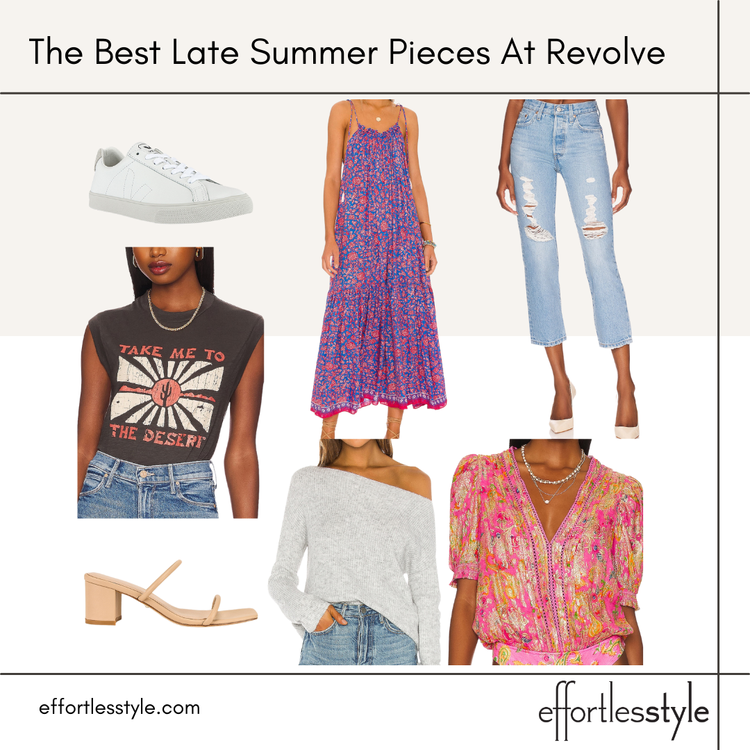 The Best Late Summer Pieces At Revolve our favorite summer pieces jeans for summer good shoes for summer statement tops for summer graphic tee shirt for summer