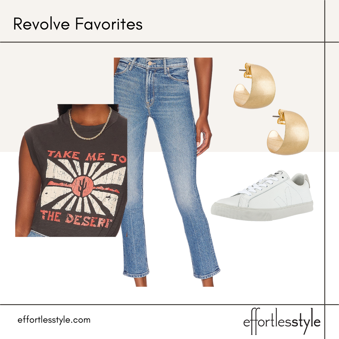 The Best Late Summer Pieces At Revolve graphic tank and jeans how to style a graphic tank how to style a graphic tee shirt how to wear white sneakers how to style white sneakers how to style jeans in the summer