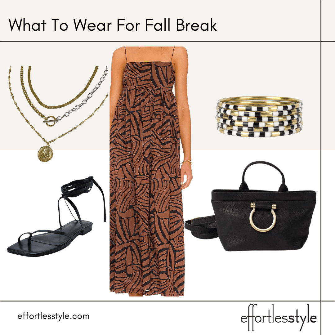 Nashville Stylist Tips: What To Wear For Fall Break maxi dress and ankle wrap sandals how to style a maxi dress in the fall perfect maxi dress for fall what to wear at the beach in the fall what to wear in warmer weather in the fall