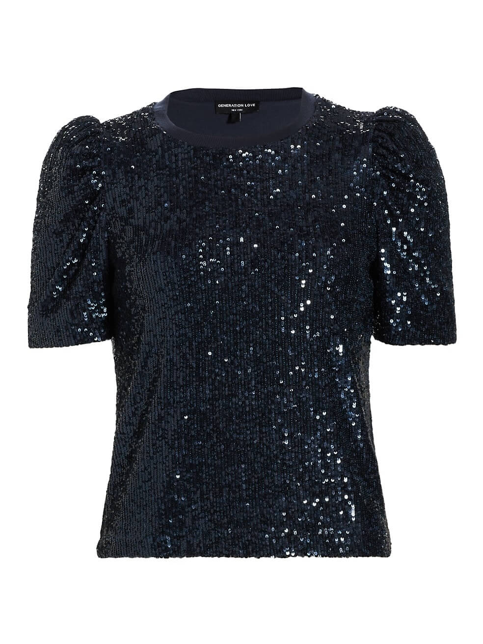 The Best Early Fall Pieces By Generation Love sequin puff sleeve top (navy) how to wear sequins this fall how to wear sequins with jeans how to wear sequins during the day