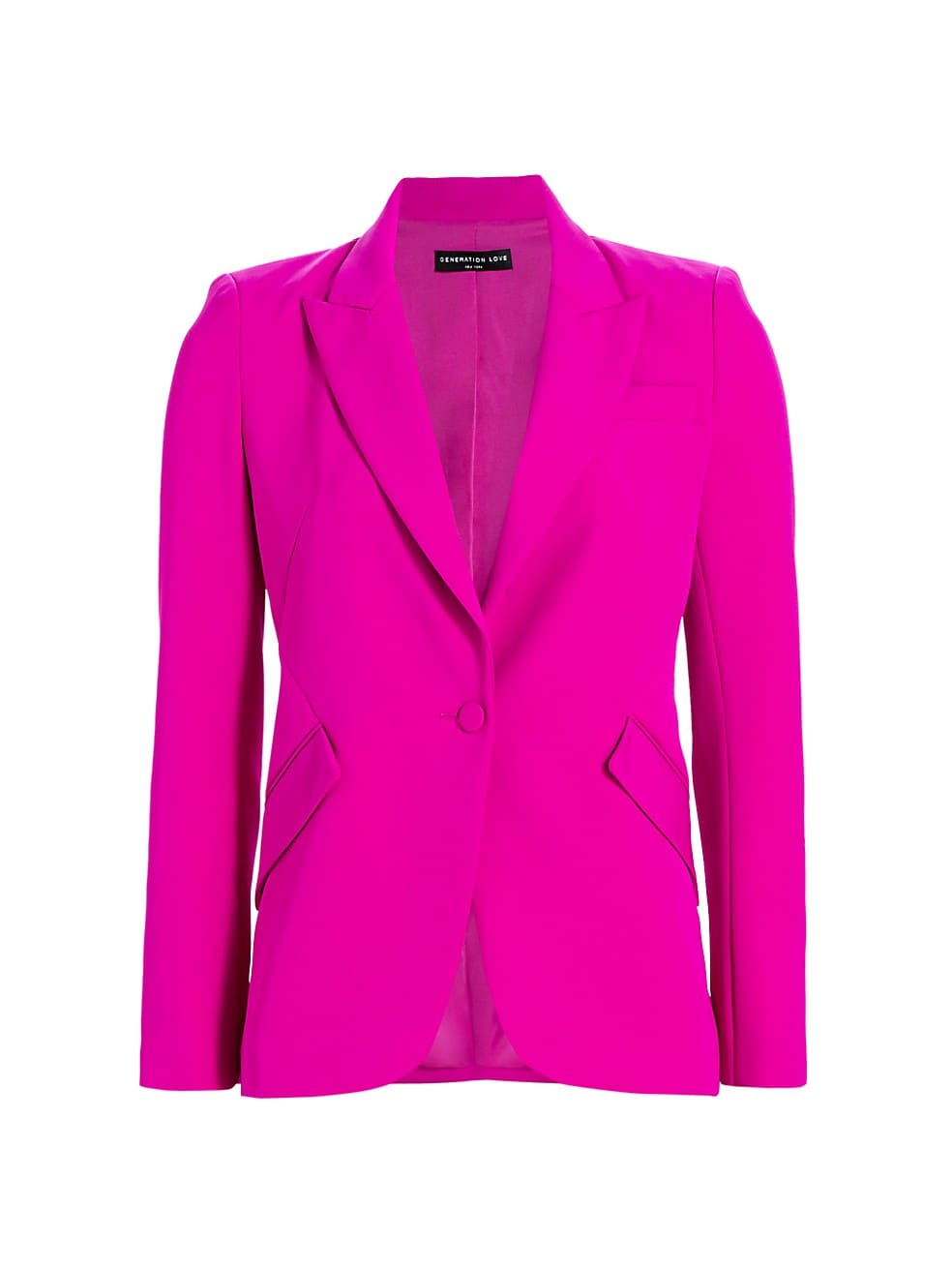 The Best Early Fall Pieces By Generation Love single button crepe blazer bright blazer for fall how to wear hot pink in fall can I wear hot pink year round personal stylists share their favorite blazers