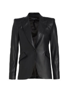 The Best Early Fall Pieces By Generation Love vegan leather blazer how to be edgy with a blazer how to wear faux leather blazer Nashville stylists share favorite faux leather blazer